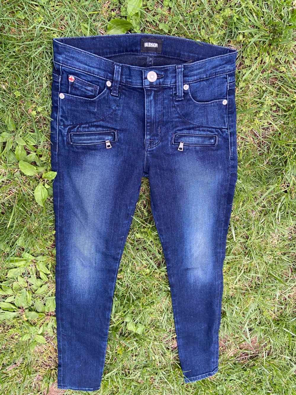Hudson Jeans Women's Dark Blue Skinny Jeans with Faded Thighs